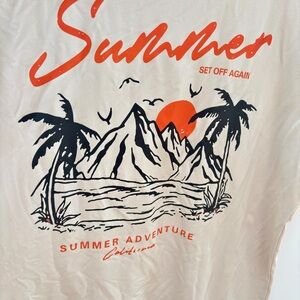 Summer Adventure Graphic Tee Never Worn Beige / Orange Adult M